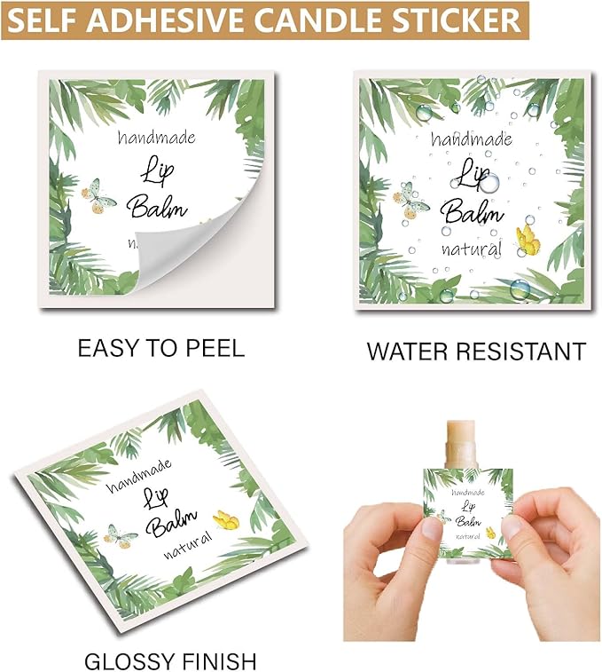CRASPIRE 80Pcs 8 Styles Lip Balm Sticker Plant Butterfly Self-Adhesive Homemade Lip Balm Labels Vintage Square DIY Plant Label Stickers for Lip Balm Containers Cosmetics Lipsticks-BrightBean Baby