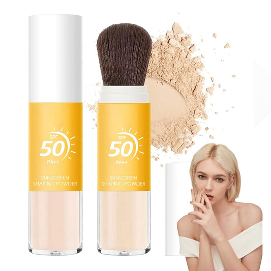 Sunscreen Setting Powder,Brush Setting Makeup SPF 50 PA++ for All Skin,Moisturizing & Lightweight Loose Face Powder with Sunscreen Brush,Soft Matte Finish Long Lasting Oil Control Make up-BrightBean Baby