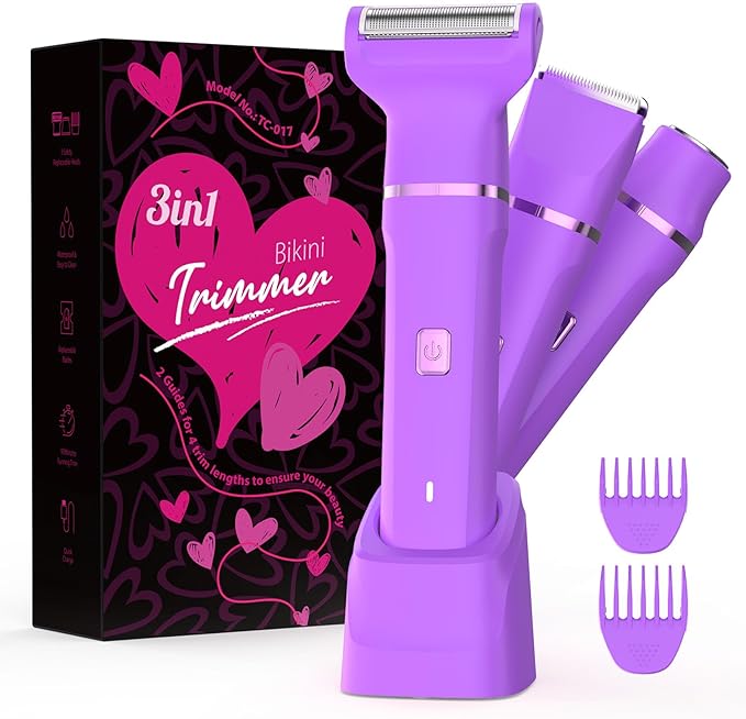 Electric Shaver for Women - Cordless Dermave Bikini Trimmer for Lady's Beauty, Painless Facial Hair Removal Device with Low Noise, Detachable Head, Fast Charging, 2025 Beach Vacation Essentials-BrightBean Baby