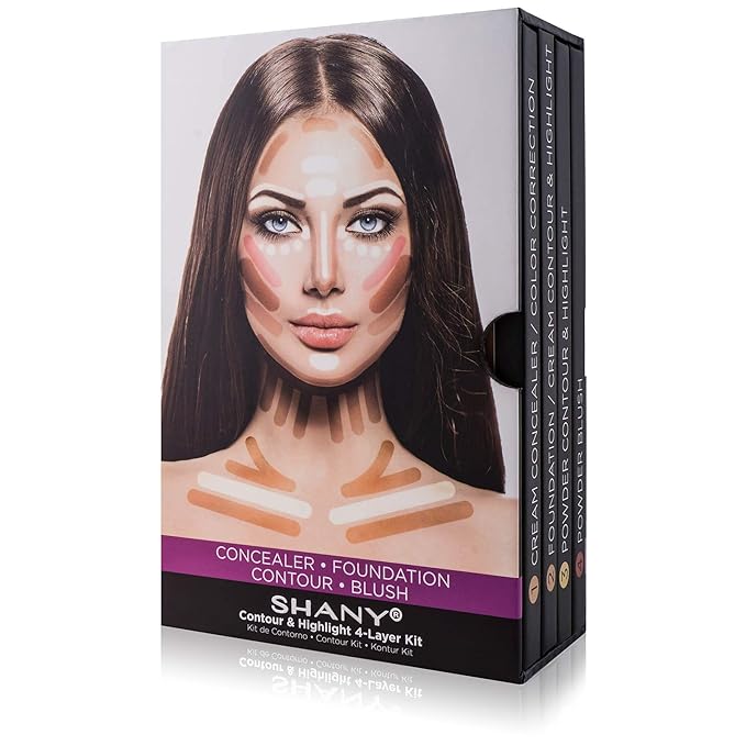 SHANY 4-Layer Contour and Highlight Makeup Kit - Set of Concealer Palette, Color Corrector, Makeup Foundation Palette, Contour Highlight, and Blush Palettes Sets-BrightBean Baby