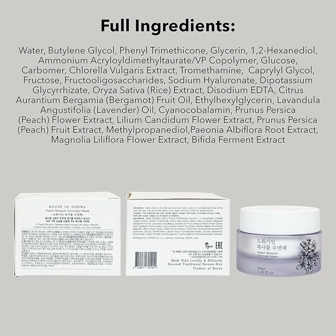 Gentle Peach Blossom Overnight Mask l Vitamin C, Rejuvenating, Hydrating l Product of Korea - 1.69 fl. Oz-BrightBean Baby