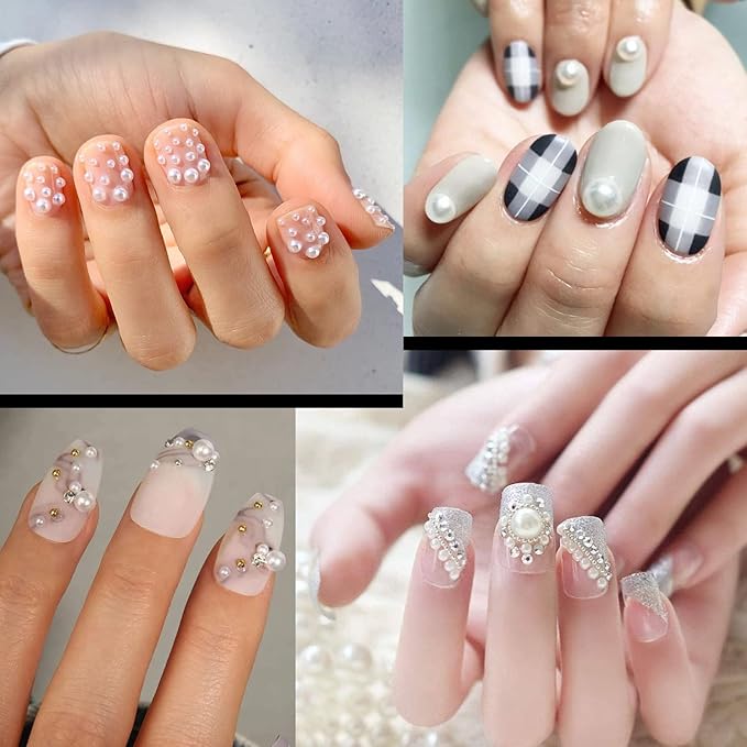 Flat Back Rhinestone+Half Round Pearl Kits Colorful Rhinestones+White Pearls with Picker Pencil and Tweezer for Home DIY and Professional Use-BrightBean Baby