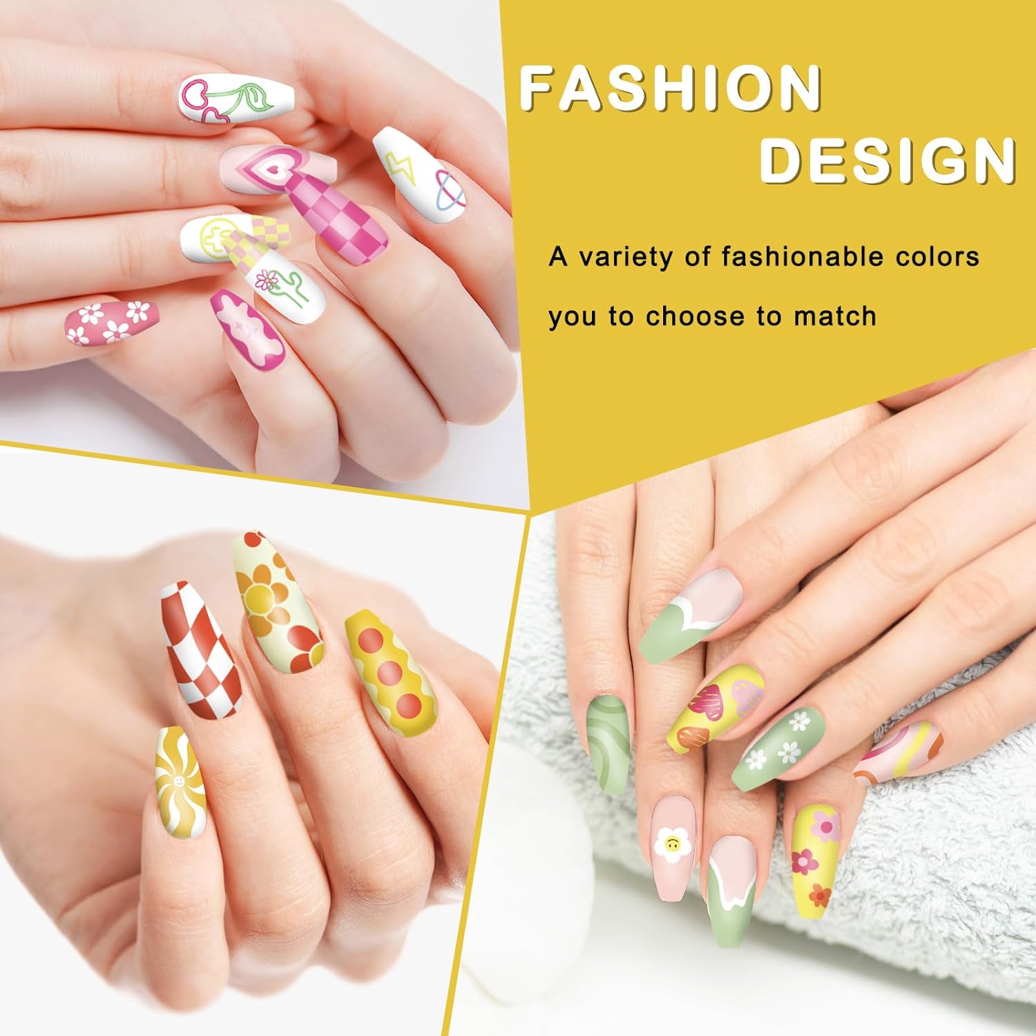 Whaline 6Pcs Preppy Nail Plates Stamping Set Heart Flower Butterfly Star Smiling Stamp Templates Groovy Nail Art Plates for DIY Print Manicure Salon Design Gift-BrightBean Baby