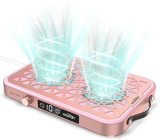 Professional Nail Dust Collector, 1600PA Portable Vacuum Fan Dust Collector with Disposable Filter Paper (30 Pcs) for Nail Polishing & Manicure Pedicure, Low Noise, Nail Salon & Home - Pink-BrightBean Baby