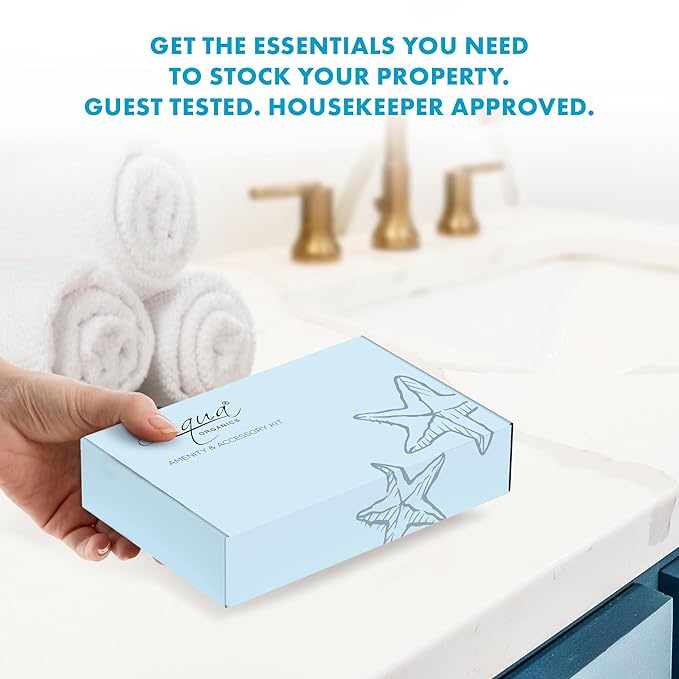 1-Shoppe All-In-Kit|Aqua Organics Amenity Kit|Boxed Hotel Toiletries|Bulk Set 1oz Travel Size Shampoo,Conditioner,Lotion,Body Wash & Bar Soap for Guest Hospitality AirBnB/Vacation Rentals|5 Pieces-BrightBean Baby