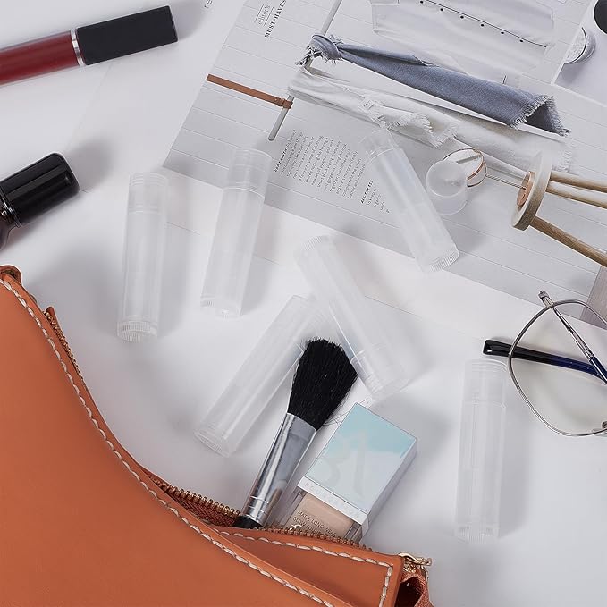 NICENEEDED 15 Pcs Lip Balm Tubes, Empty DIY Lipstick Tubes, Refillable 5g Lip Balm Containers Plastic Lip Gloss Tubes Deodorant Containers with White Caps Twist Tubes for making Gifts, Travel-BrightBean Baby