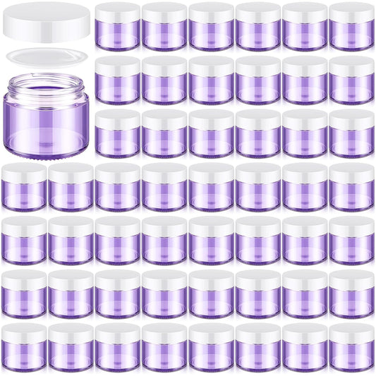 Domensi 48 Pcs 2 oz Glass Jars with Lids Travel Size Round Leakproof Empty Cosmetic Jars with Inner Liners Lid for Storing Makeup Lotions Face Cream Ointments Candle DIY Making (Light Purple)-BrightBean Baby