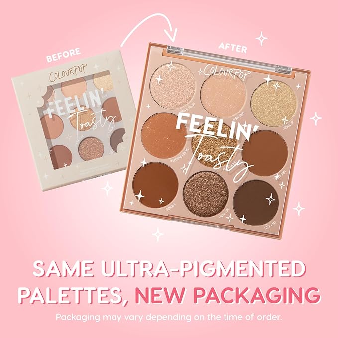 ColourPop Eyeshadow Palette - Eye Makeup Palette with Matte, Metallic, Matte Sparkle & Glitter Finishes - High-Pigment Eye Makeup with a Long-Wearing Formula - Feelin' Toasty (0.3 oz)-BrightBean Baby