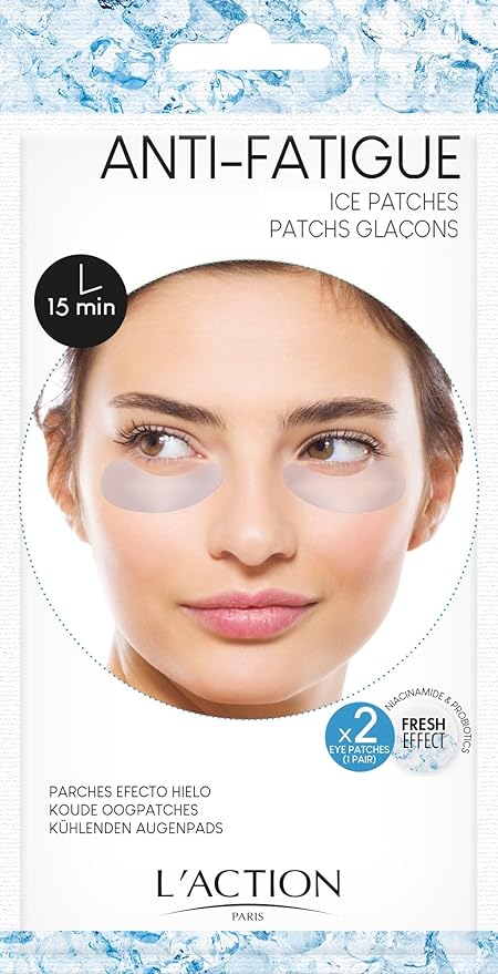 L'Action Paris Anti-Fatigue Ice Patches, Eye Masks for Brightened Refreshed and Calm Skin, Enriched with Niacinamide and Probiotics, Ideal for Tired Skin, Pack of 2-BrightBean Baby