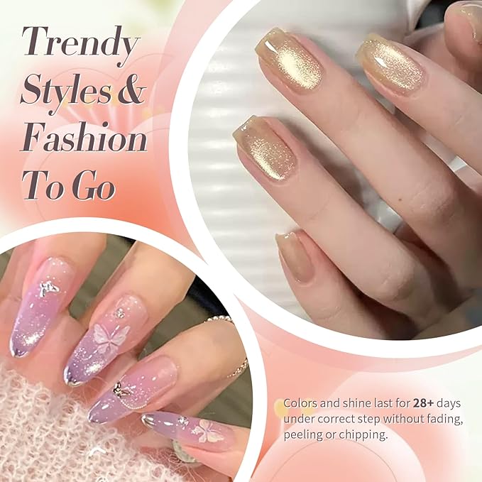 Born Pretty Cat Magnetic Eye Gel Nail Polish Spring Summer Pastel Shimmer Glitter Holographic Cat Magnetic Eye Gel Crystal Glass Cat Magnetic Gel Polish Manicure Nail Art DIY at Home 6PCS-BrightBean Baby