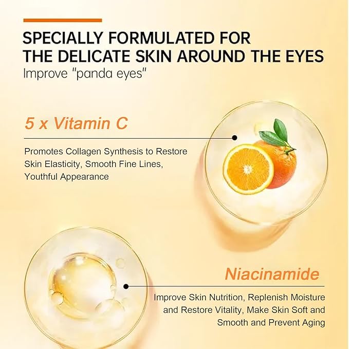 5 in 1 Vitamin C Eye Cream for Dark Circles and Puffiness - Eye Cream Anti Aging - Under Eye Cream for Puffiness and Bags Under Eyes - Eye Bag Cream for All Skin Types - Rejuvenate Your Eye Area-BrightBean Baby