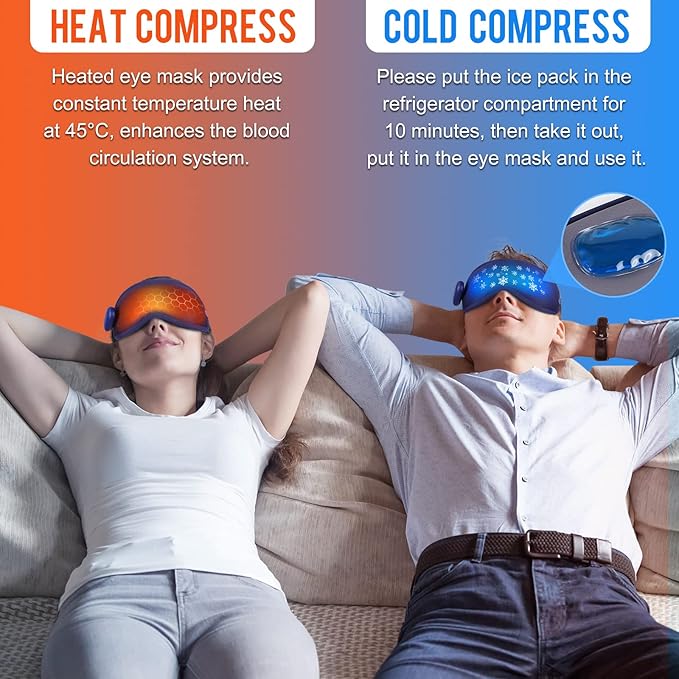 Heated Eye Mask, USB Eye Mask for Dry Eyes, Sleep Mask for Men Women, Portable Professional Electric Warm Eye-BrightBean Baby