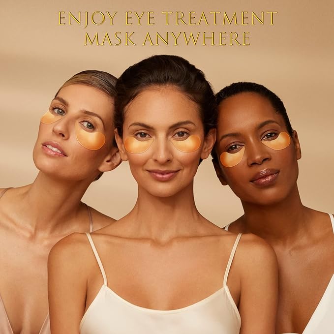 24K GOLD Eye Mask– 60 Pcs - Gold Under Eye Mask Retinol & Collagen - Puffy Eyes and Dark Circles Treatments – Look Younger and Reduce Wrinkles and Fine Lines Undereye-BrightBean Baby