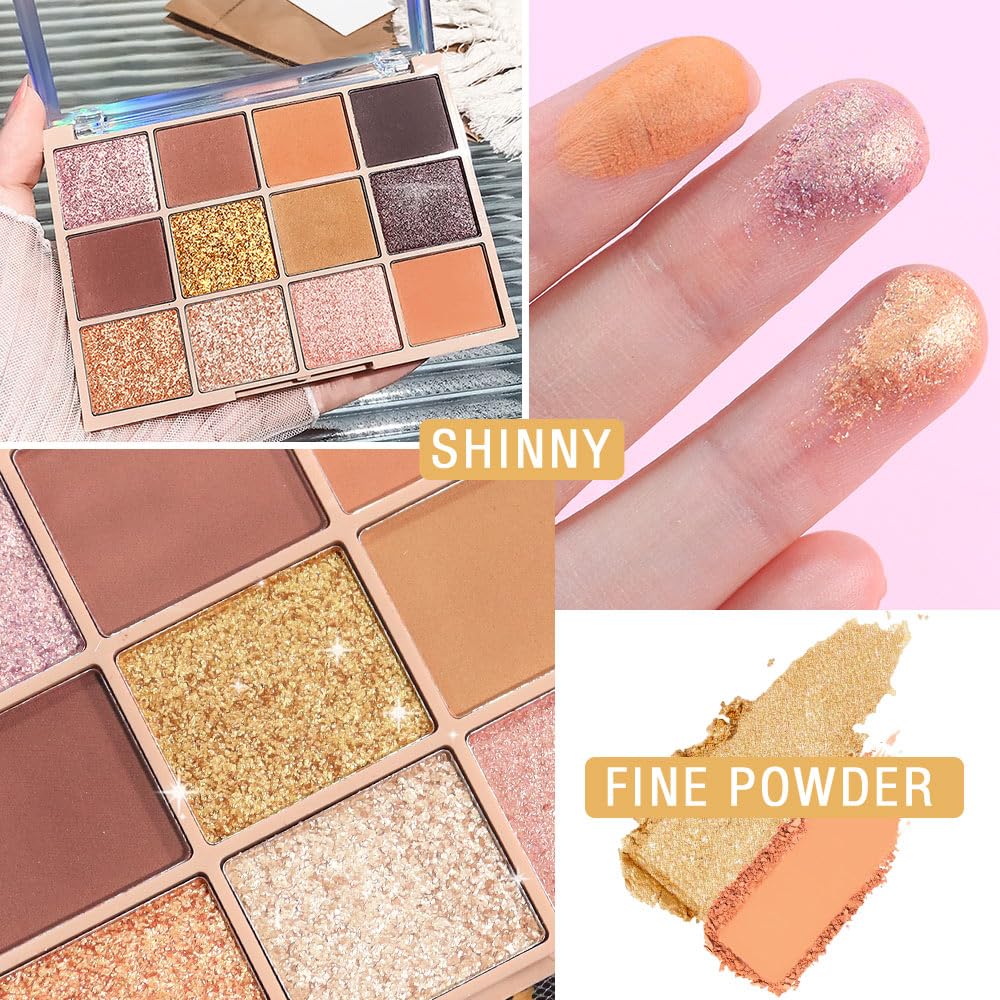 Neutral Eye Shadow Palette,Nude Pink Champagne Naked Cream Eyeshadow Palette,Make Up Pallets for Women Eyeshadow for Eyes Long Lasting Naturing-Looking-BrightBean Baby