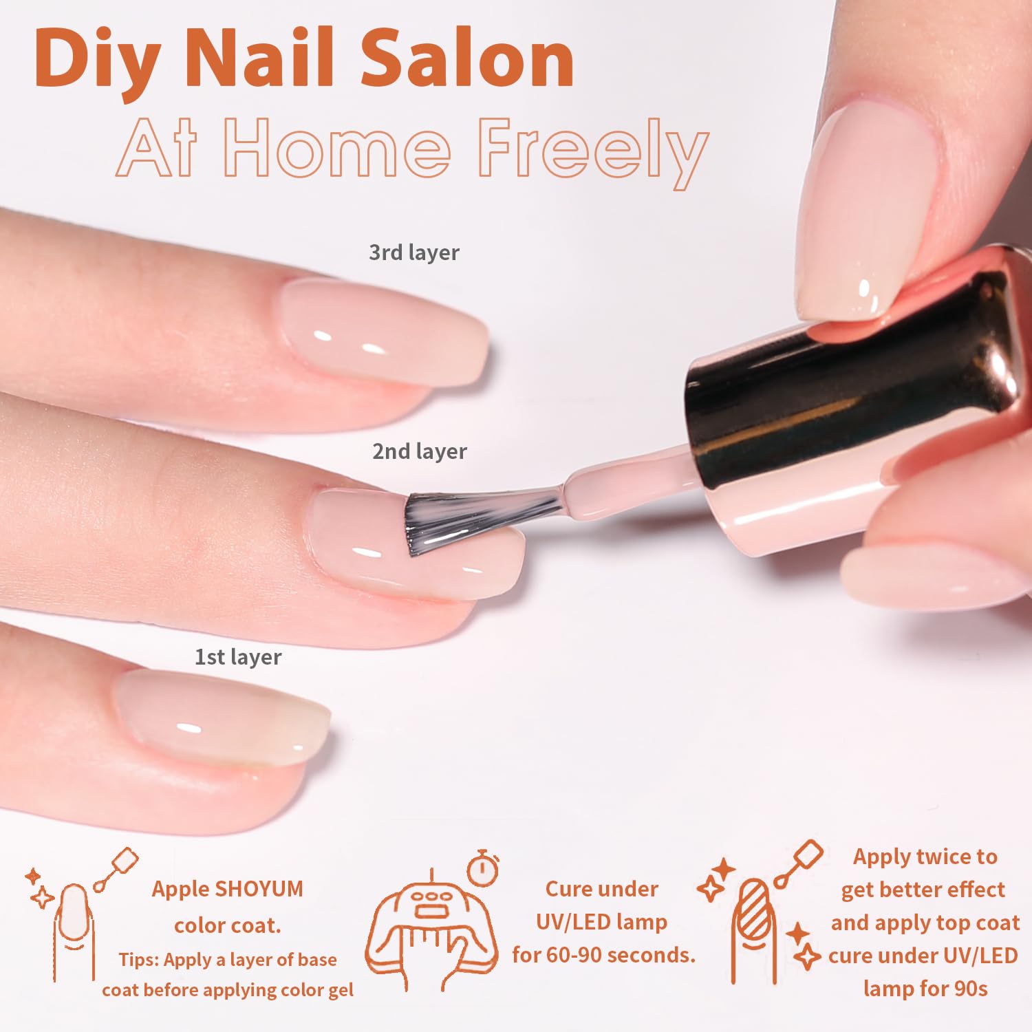 Jelly Nude Gel Nail Polish Set 10Pcs Neutral Skin Color Rose Maple Red Shimmer Gel Polish Kit Semi-Transparent Nail Polish Fall Nail Gel UV LED Soak Off Home DIY 7ml-BrightBean Baby