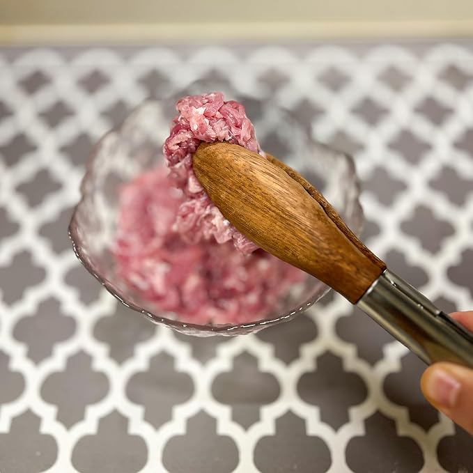 H&Zebrabro Food Tongs with Wood Tip, Salad Tong for Cooking, Serving, Grill, Kitchen Tongs Stainless Steel Handle, Kitchen Tools Set (Small + Large)