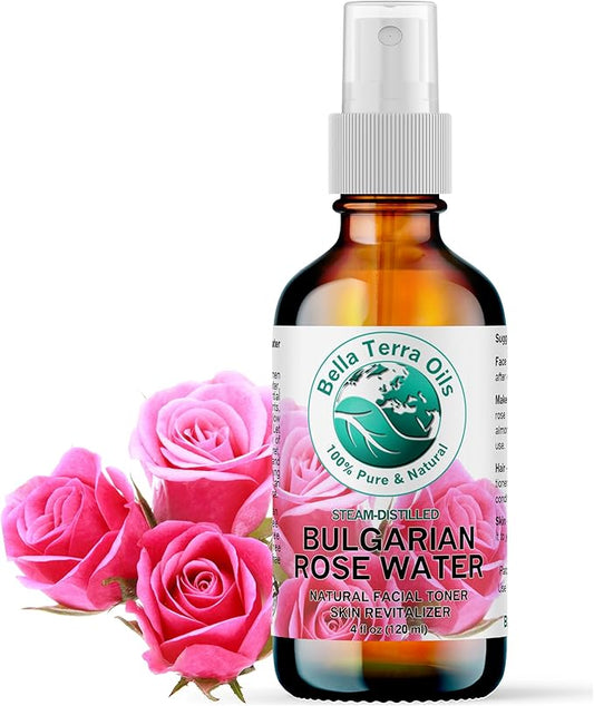 Bella Terra Oils - Organic Rose Water Mist 4 oz - Capture The Bulgarian Rose Essence, Perfect as a Gentle Rosewater Face Mist, Free from Synthetics-BrightBean Baby