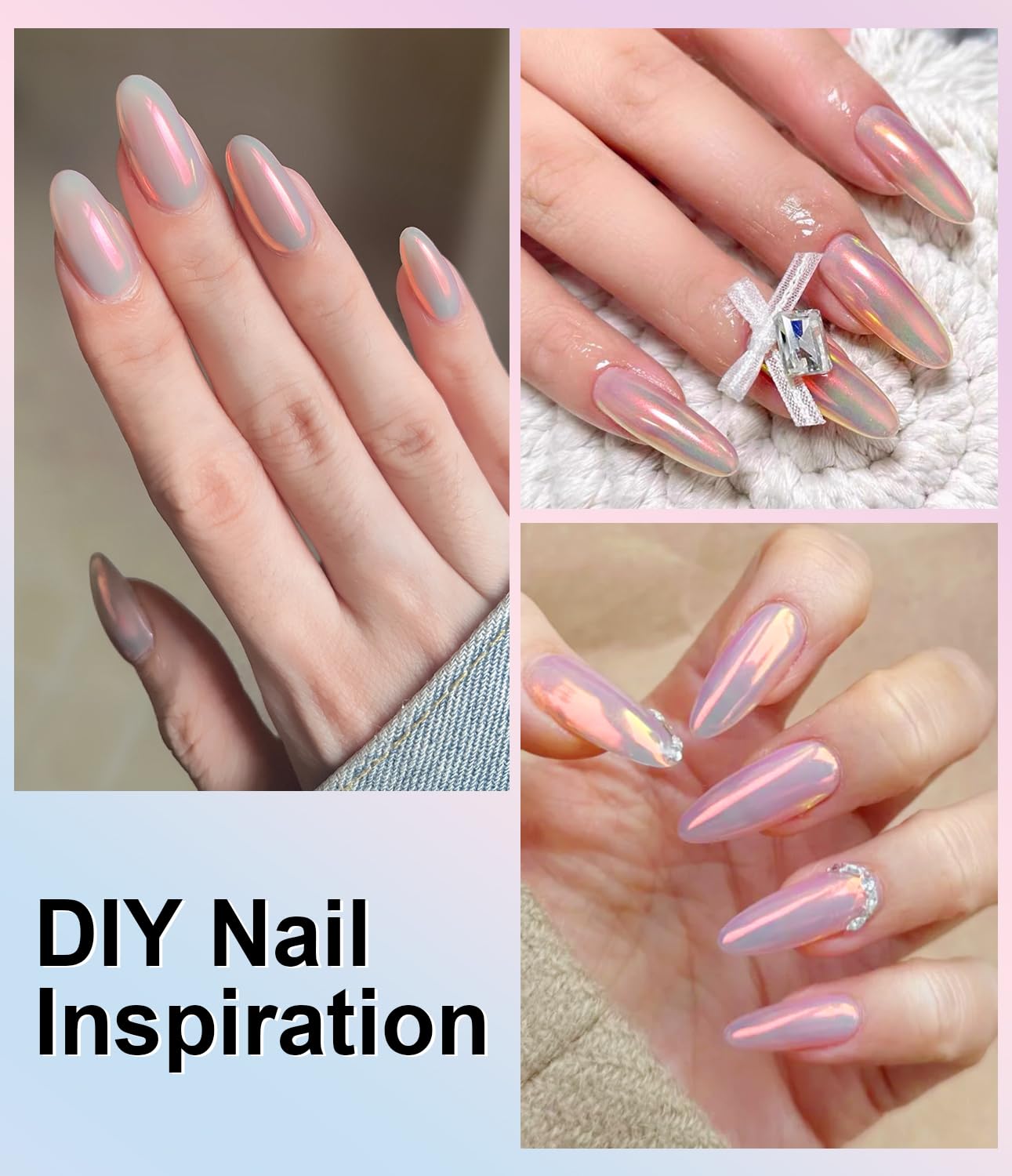 Upgrade Orange Chrome Nail Powde: 1Pcs Glazed Magic Mermaid White Chrome Nail powder,Aurora Metallic Effect Pearl Chrome Nail Powder Pigment for Design Home Nail Art Decoration DIY-BrightBean Baby