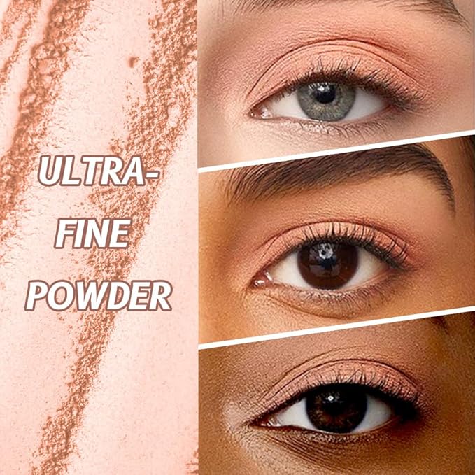 Single Mini Pressed Eyeshadow Makeup Palette, Nude Skin Color Sparkle Shimmer Glitter Monochrome Cream Eye shadows Palette Brightener Makeup for Older Women, Pigmented Waterproof 02#-BrightBean Baby