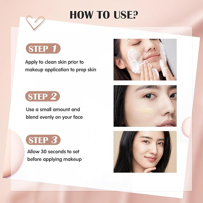 Hydrating Makeup Primer with Hyaluronic Acid, Face Foundation Primer, Base Primer for Shine, Oil Control, Add Moisture, Smooth Texture, Hides Wrinkles for Long-Lasting Makeup, 0.71 FL.OZ-BrightBean Baby