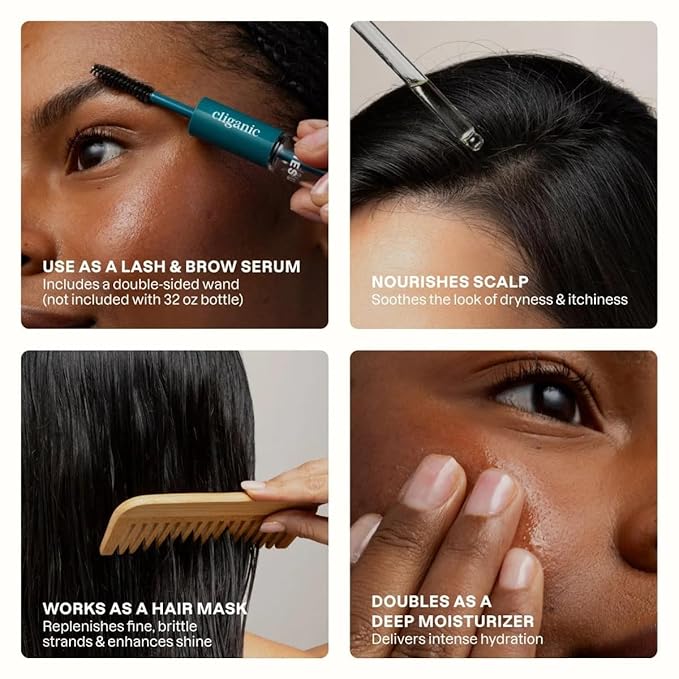 Cliganic Organic Castor Oil, 100% Pure (8oz with Eyelash Kit) - For Eyelashes, Eyebrows, Hair & Skin | Natural Cold Pressed Unrefined Hexane-Free (Packaging May Vary)-BrightBean Baby