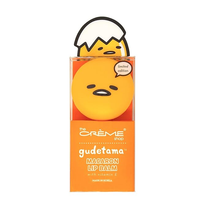 The Crème Shop x Sanrio Hello Kitty Macaron Lip Balm Korean Cute Scented Pocket Portable Soothing Advanced Must-Have on-the-go (Gudetama Peach Gummies)-BrightBean Baby