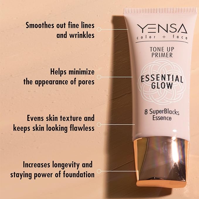 YENSA Tone Up Primer Essential Glow - Clean Superfood Formula with 8 Skin-Loving Ingredients - Minimizes Pores, Fine Lines & Wrinkles - Lightweight Satin-Sheen Finish-BrightBean Baby