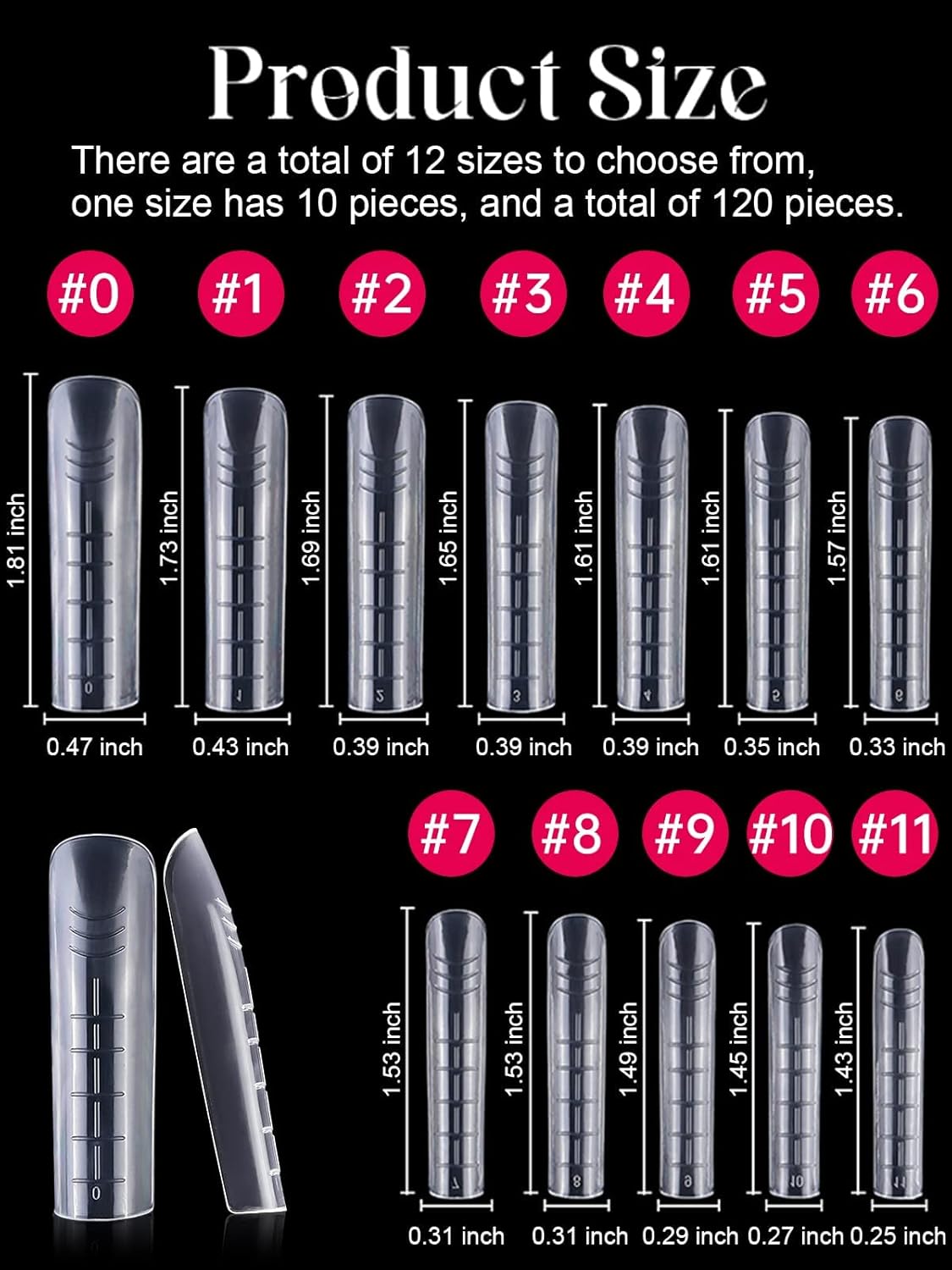 EBANKU 120Pcs Poly Extension Gel Dual Nail Forms Square Clear Nail Forms Full Cover Coffin Nail Molds 12 Sizes for Gel Manicure Nail Art Design Salon&DIY-BrightBean Baby