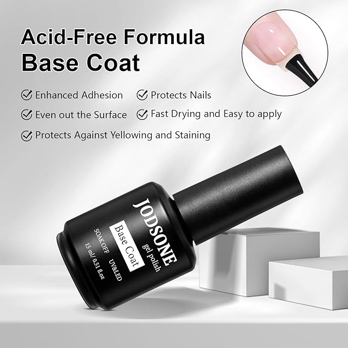 JODSONE 15ML Base Coat Top Coat and Builder Gel 3 PCS Gel Polish for Salon and Home Use-BrightBean Baby