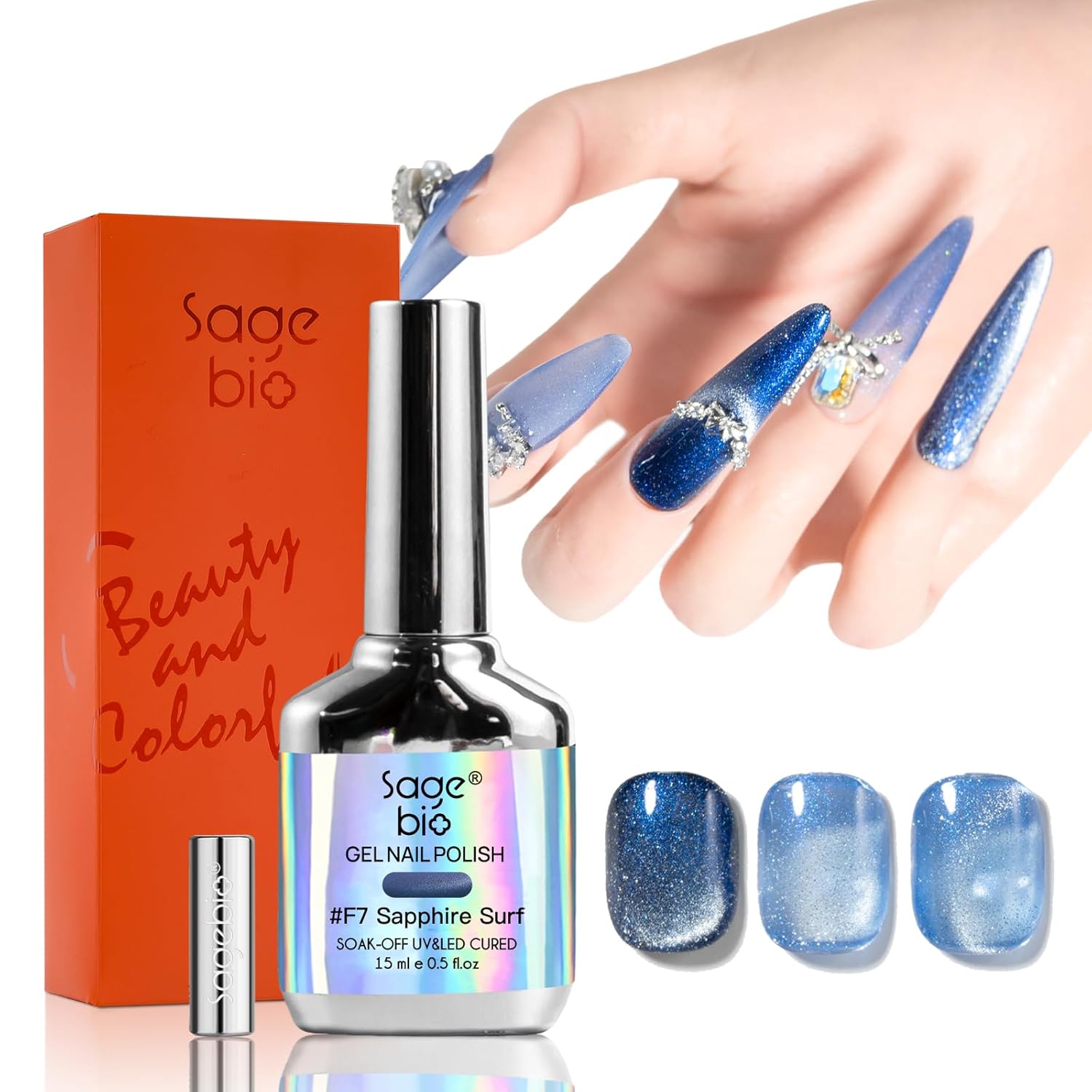 Cat Eye Gel Nail Polish, 15ml Magnetic Gel, High-Gloss Finish, Long-Lasting, DIY Manicure Kit with Magnet Stick, Stunning 3D Magnetic Effect, 05-BrightBean Baby