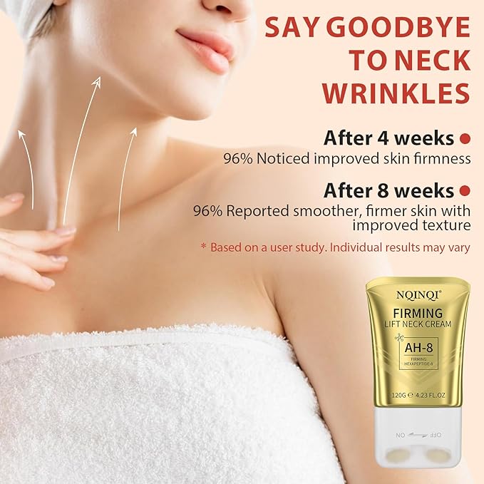 AH-8 Firming Neck Cream with Roller - Neck and Chest Firming Cream to Lift, Tighten & Smooth Sagging Skin, Reduce Wrinkles & Hydrate for Youthful Neck, 4.23 Fl Oz-BrightBean Baby