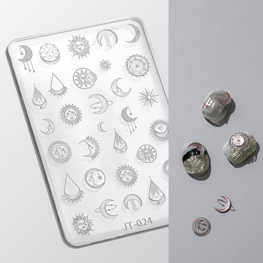 Nail Art Silicone Template, Sun and Moon Nail Decoration Silicone 3D Nail Art Carving Templates for Precise Embossed Pattern, Nail Tools Nail Charms for Acrylic Nail DIY Craft-BrightBean Baby