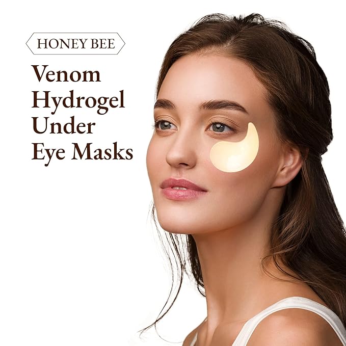 Honey Bee Venom Hydrogel Eye Masks for Dark Circles and Puffiness Bee Propolis Hydrogel Depuffing Eye Patches w/Bee Venom, Collagen & Niacinamide for All Skin Types (Pack of 60 Eye Pads)-BrightBean Baby