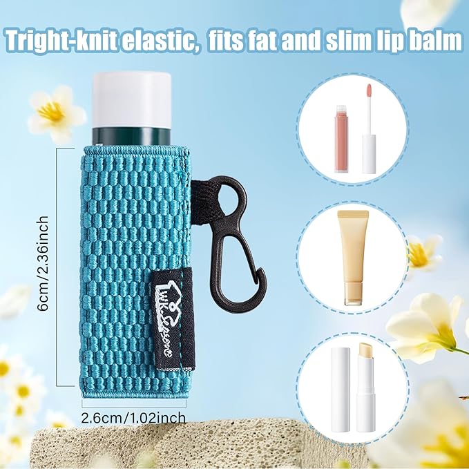 WKieason Lip Balm Holder Sleeve with Keychain Lipstick Sleeve Holder Tight-knit Elastic Holder (Black/blue/beige)-BrightBean Baby