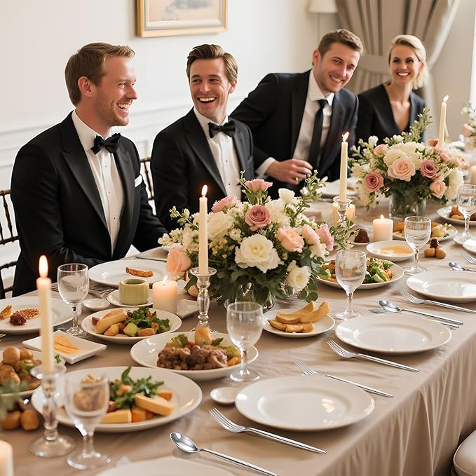 Rubtlamp 90Pcs Silver Plastic Silverware, Silver Plastic Thanksgiving Utensils, Plastic Cutlery Include 30 Knives, 30 Forks and 30 Spoons, Silverware Heavy Duty For Thanksgiving