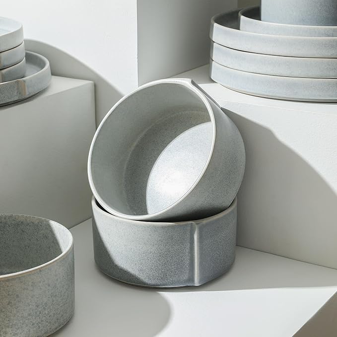 Stone Lain Bao 4-Piece Bowl Set Stoneware, Blue-Grey