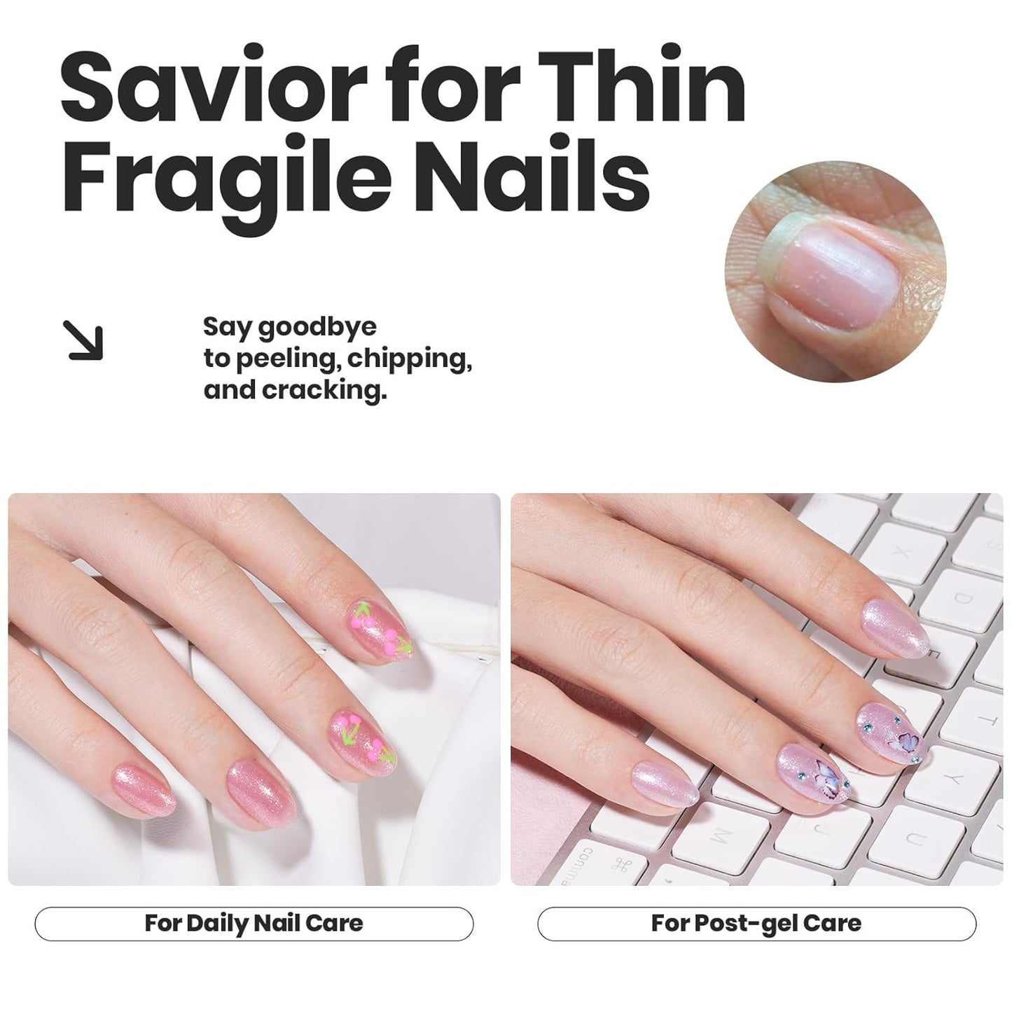 Beetles Pink Nail Polish Set, 6 Colors Glitter Quick Dry Nail Polish Kit Sly Moonlit Fairy Fingernail Polish Gifts for Women Salon DIY Manicure Kit-BrightBean Baby