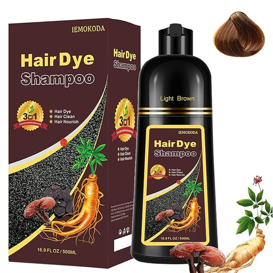 Light Brown Shampoo Para Pintar el Cabello - Instant Hair Dye Shampoo 3 in 1 Refresh Hair Color, Herbal Shampoo Hair Dye for Women Men, Easy to Use & Long Lasting Hair Color Shampoo 16.90 oz-BrightBean Baby