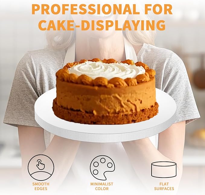 5packs Cake Boards 10 Inch Round,1/2" Thick Cake Drum, Cake Board Food Grade Cake Base, White Cake Cardboard Circles Bases para Pasteles for Wedding & Party & Pizza Desserts(10inch/5pcs)