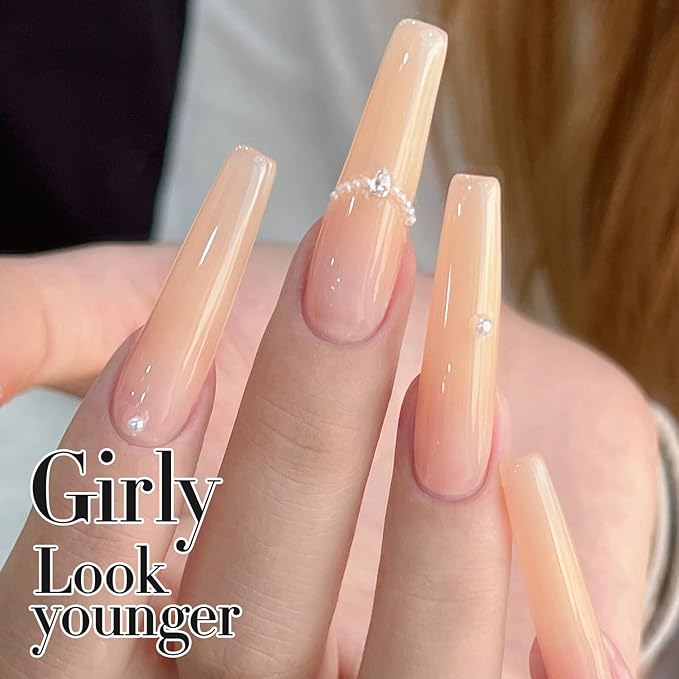 Double Rhythm Translucent Gel Polish Sheer Neutral Natural Light Milky Same Color Same Bottle 15ML Jelly UV Nail Polish Nail Art DIY at Home (Light Yellow Pink-A1423)-BrightBean Baby