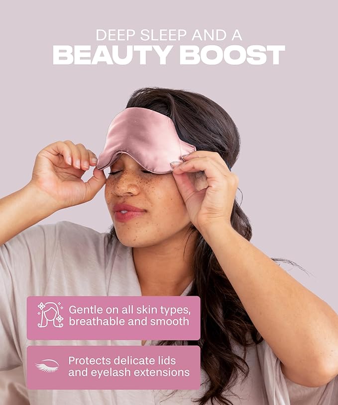 SUNDAYSILKS™ Exclusive Mulberry Silk Sleep Mask | Soft Eye Covers, Blackout Sleeping Mask for Women & Men | Silk Eye Mask for Sleep, Travel, and Relaxation | Antifaz para Dormir [Pink Quartz]-BrightBean Baby