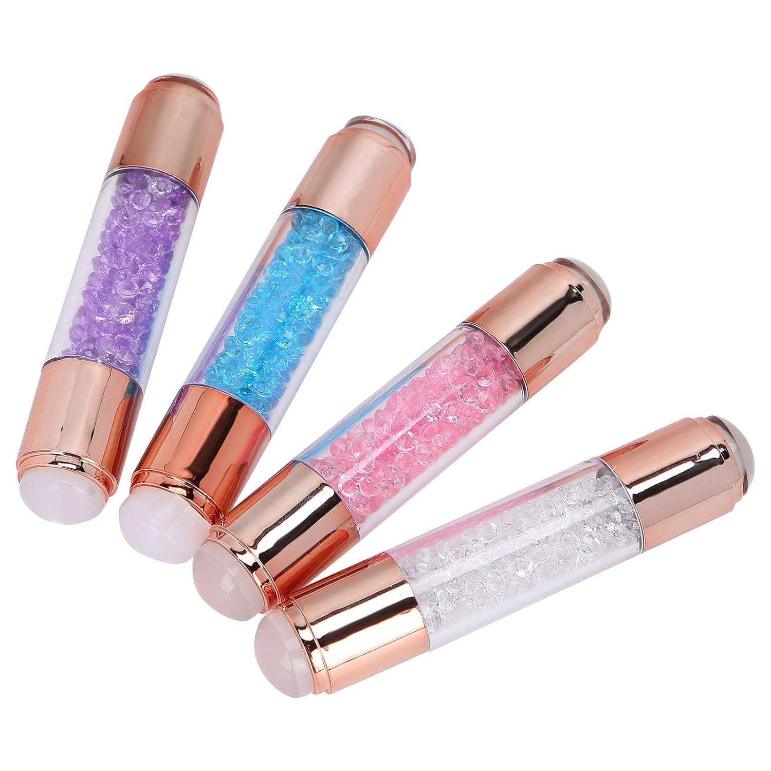 Dioche 4Sets Manicure Art Stamper, Double Ended Silicone Stamp Pens With Nail Seal Plate for Home Salon-BrightBean Baby