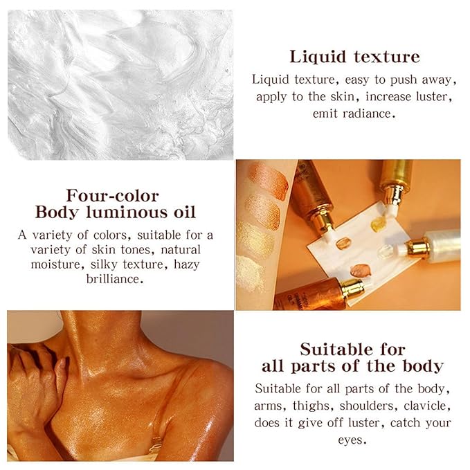 Shimmer Body Oil, Highlighter Makeup Smooth Glitter Glow Liquid Foundation for Face & Body,Liquid Illuminator Body Shimmer Lotion for Women (1# Pearl White)-BrightBean Baby