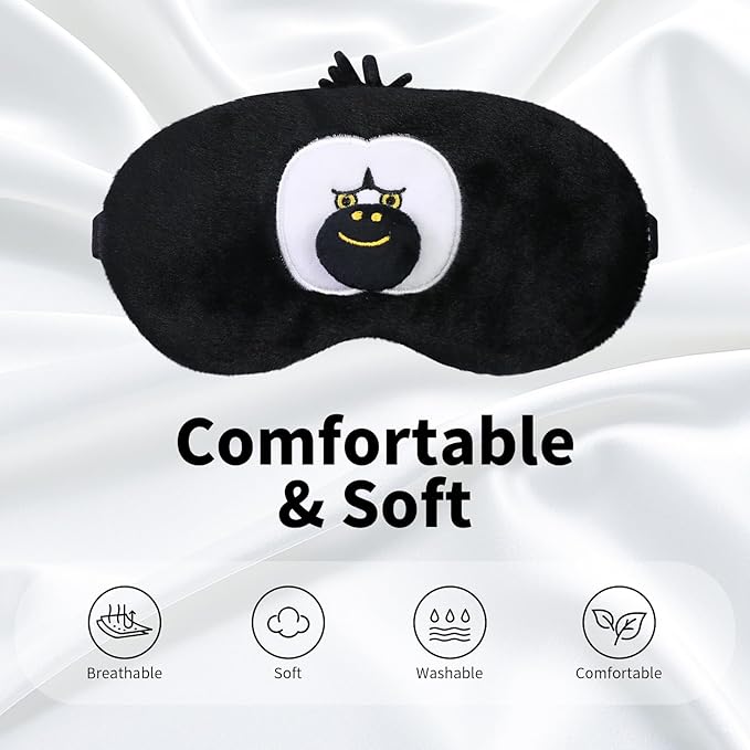 PERFECTSIGHT Sleep Eye Masks, Cute Plush Sleep Eye Cover Lightweight Adjustable Eyeshade Faux Fur Mask Cover for Women Men Sleep Travel Nap, Orang-BrightBean Baby