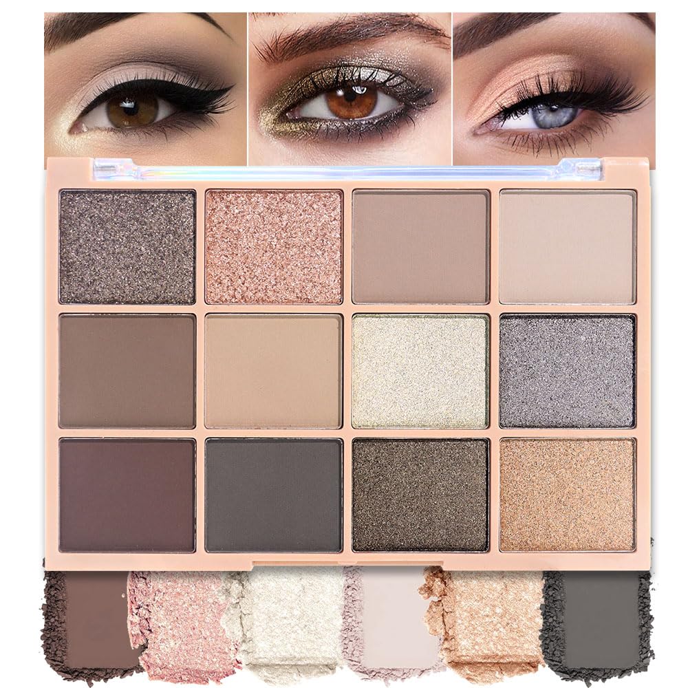 Neutral Smokey Eye Shadow Palette,Nude Silver Gray Black Cream Eyeshadow Palette,Make Up Pallets for Women Natural Eyeshadow for Eyes Long Lasting Naturing-Looking-BrightBean Baby