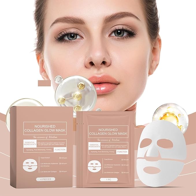 Retinol Collagen Face Mask – Korean Tightening Hydrogel Overnight Mask, Deep Moisturizing & Elasticity Boost, Long-Lasting Hydration & Brightening Skin (Collagen Face Mask)-BrightBean Baby
