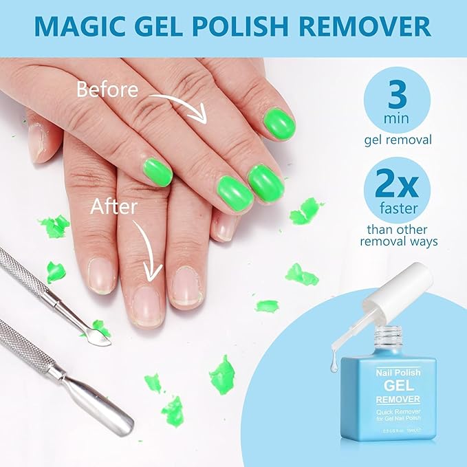 Gel Nail Polish Remover, 2Pack Nail Polish Remover Tool, Professional Remover Gels at Home, No Need Soaking or Wrapping-BrightBean Baby
