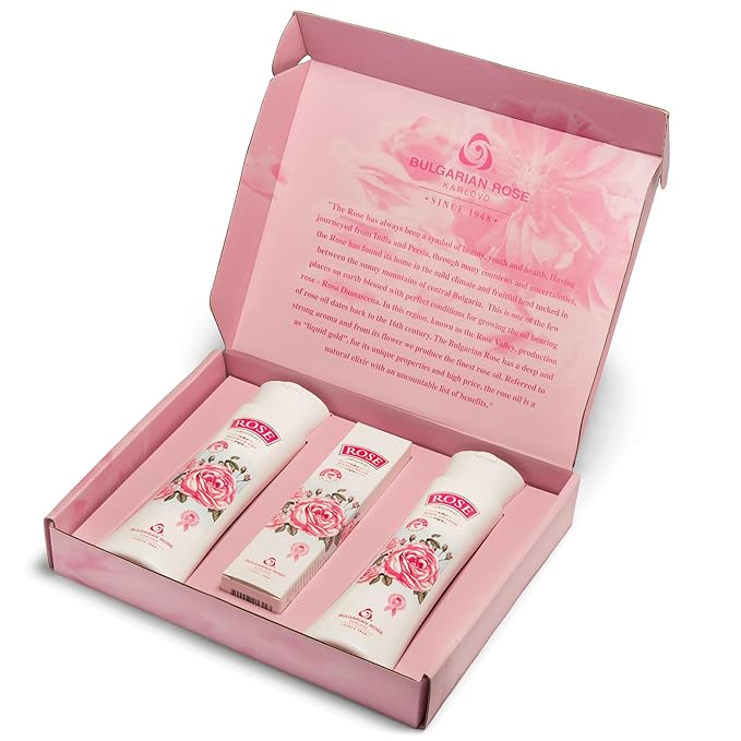 Bulgarian Rose Oil Moisturizing Body Care 3 Piece Gift Set - Natural Rose Body Lotion, Natural Rose Body Wash, Natural Rose Hand Cream-BrightBean Baby
