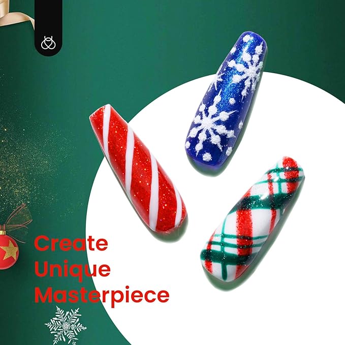 Beetles Glitter Gel Nail Polish, 6 Colors Red Green Gel Nail Polish Set Soak Off Uv LED Nail Lamp Reflective Glitter Nail Art DIY Home Nails Manicure Gifts for Women Her Girls-BrightBean Baby