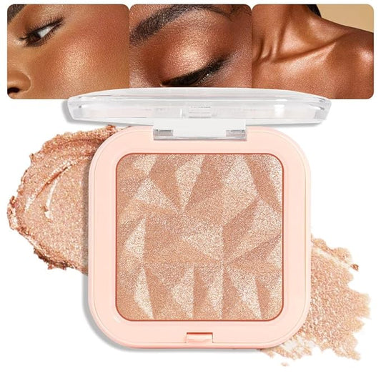 evpct Champagne Face Highlighter Makeup Shimmer Glitter Diamond Sparkly Highlighters Makeup Palette Powder for Face Body Cheek Skin iluminadores iluminador de jos maquillaje luminizers E02-BrightBean Baby